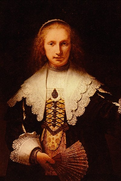 Dame mit einem Fächer von Rembrandt van Rijn